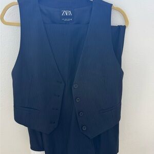Zara women’s  Navy Pinstripe Vest Waistcoat